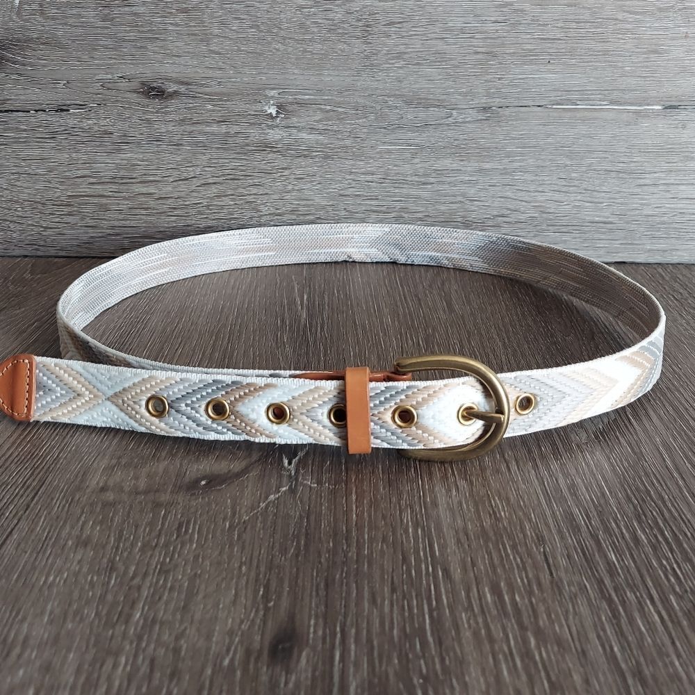 J Crew Chevron Pattern Belt Medium EUC - Picture 1 of 7